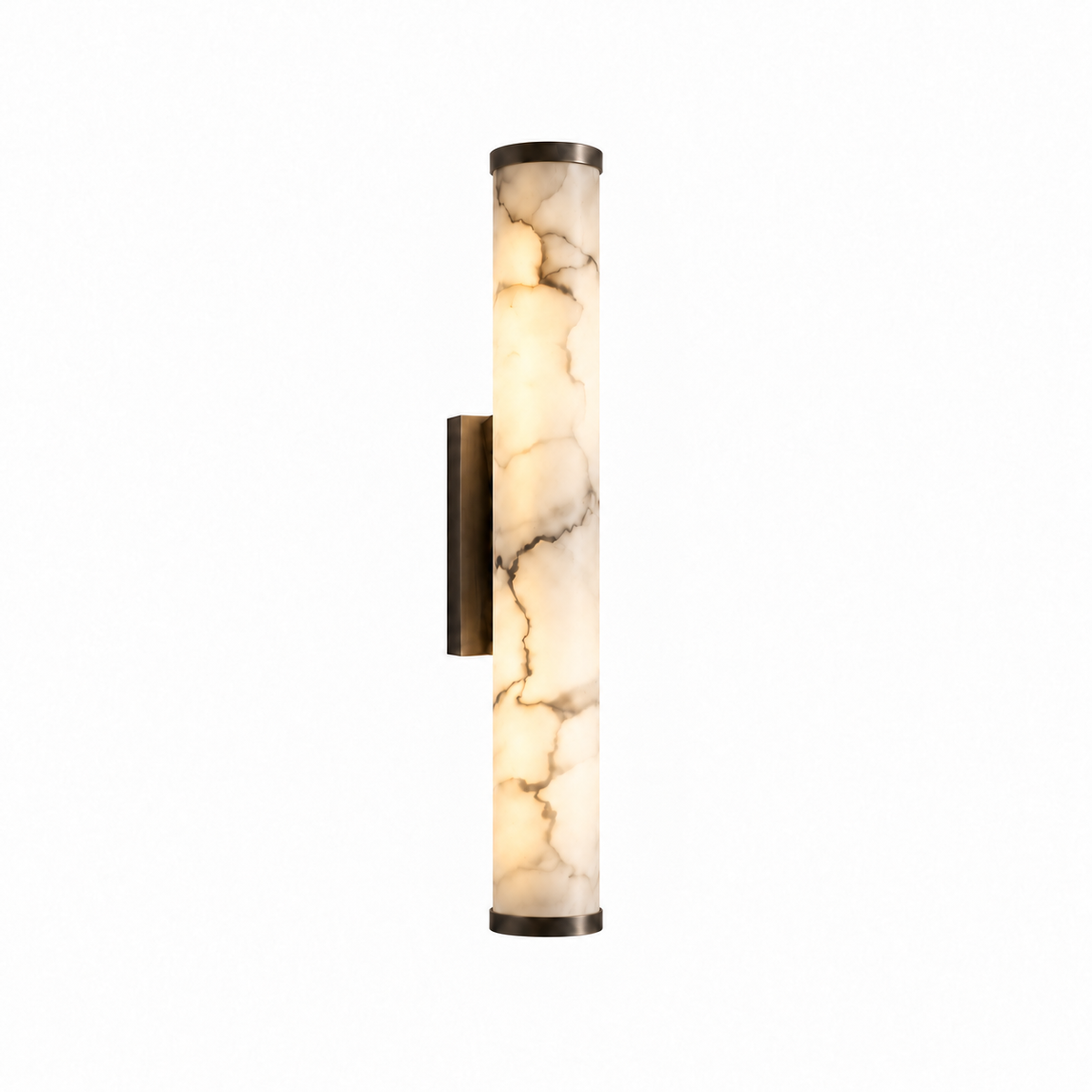 Falynis Alabaster Cylinder Wall Sconce, black, 6 cm diameter × 40 cm high, variant product image | CARRA HOME