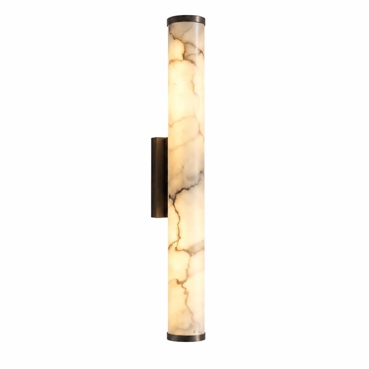 Falynis Alabaster Cylinder Wall Sconce, black, 6 cm diameter × 50 cm high, variant product image | CARRA HOME