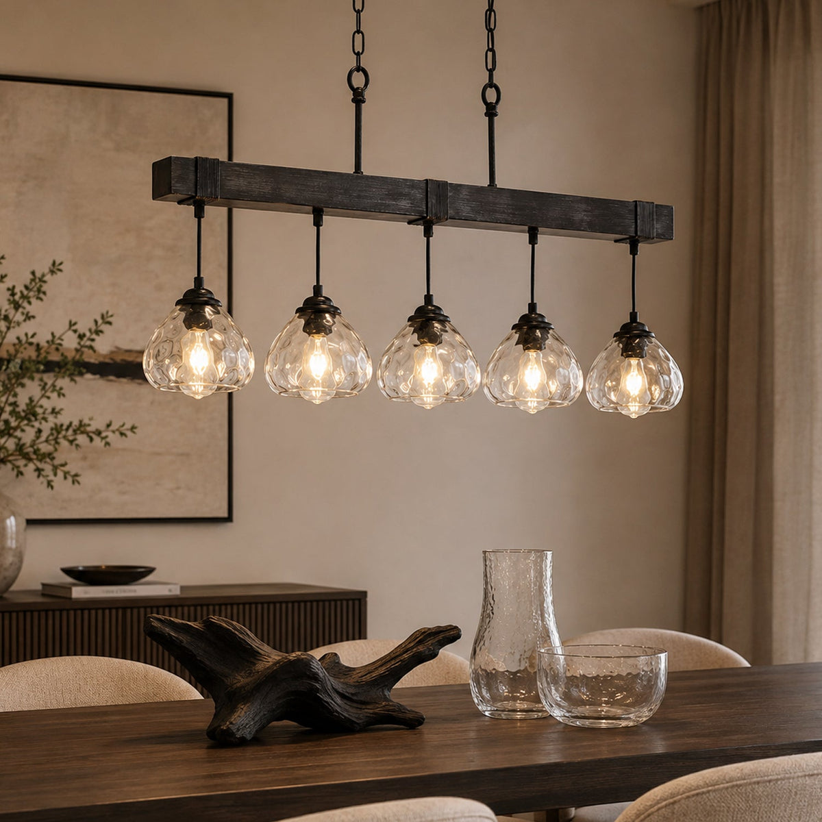 Brielle Farmhouse Crystal Glass Pendant Light material and finish detail