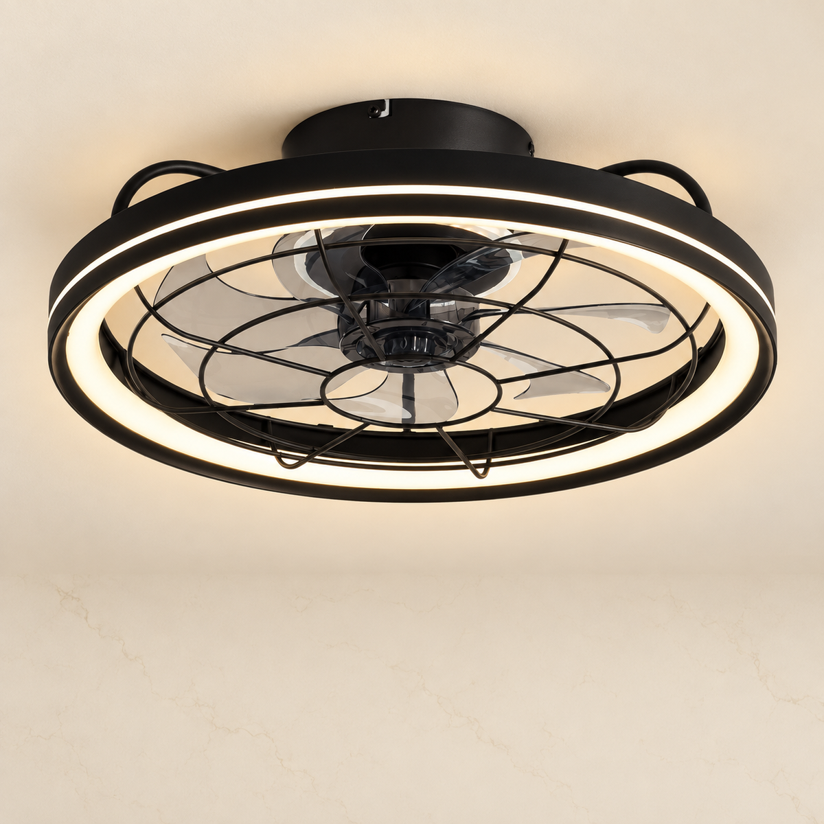 Farmhouse Caged Ceiling Fan with LED Light