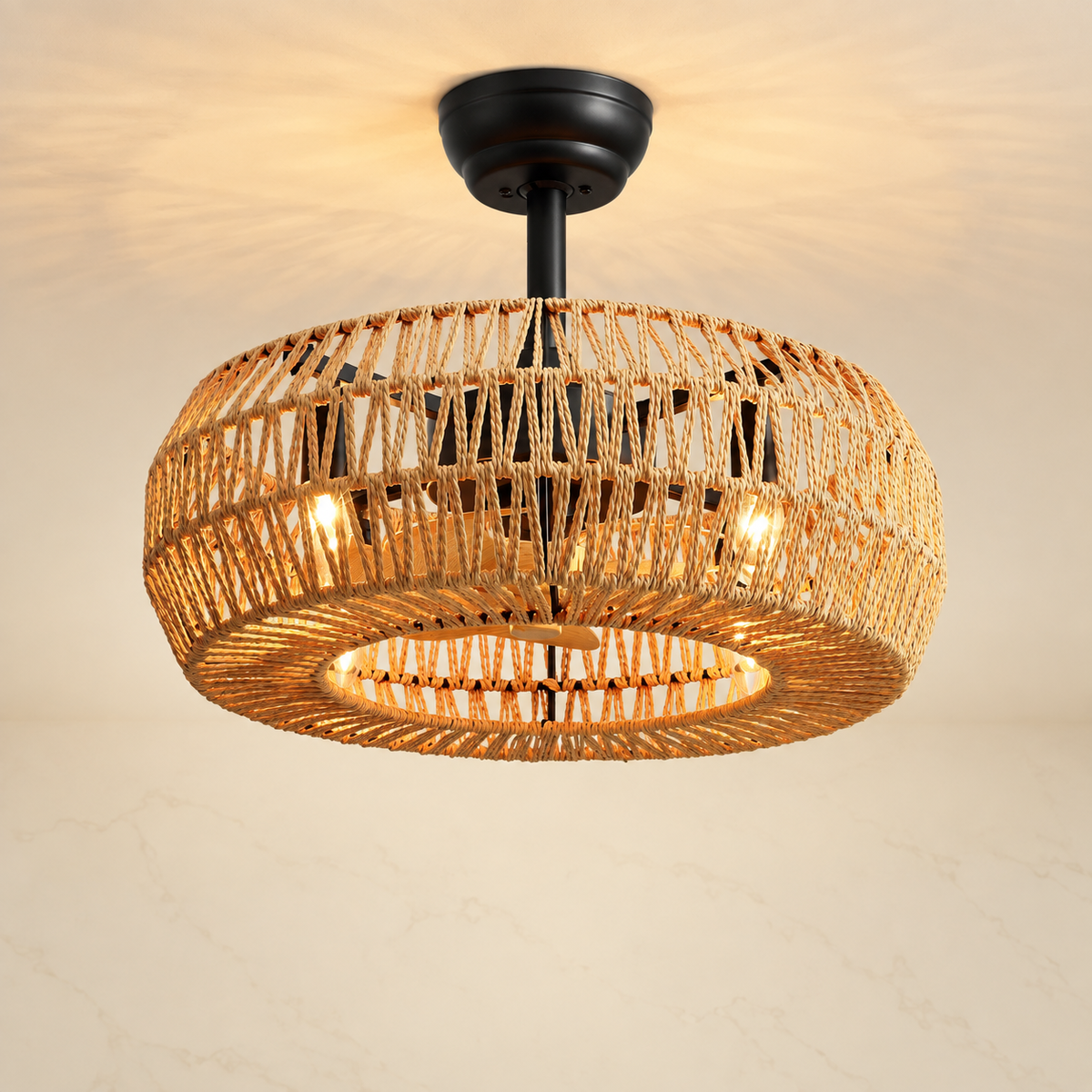 19.68-inch Farmhouse Caged Ceiling Fan with Light