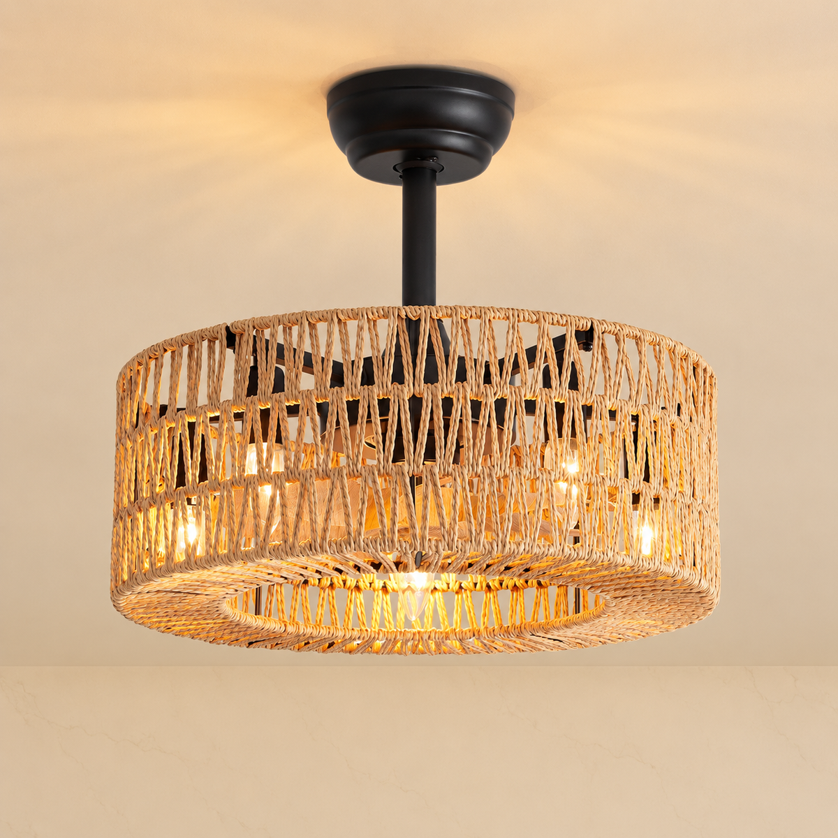 19.68-inch Farmhouse Caged Ceiling Fan Light