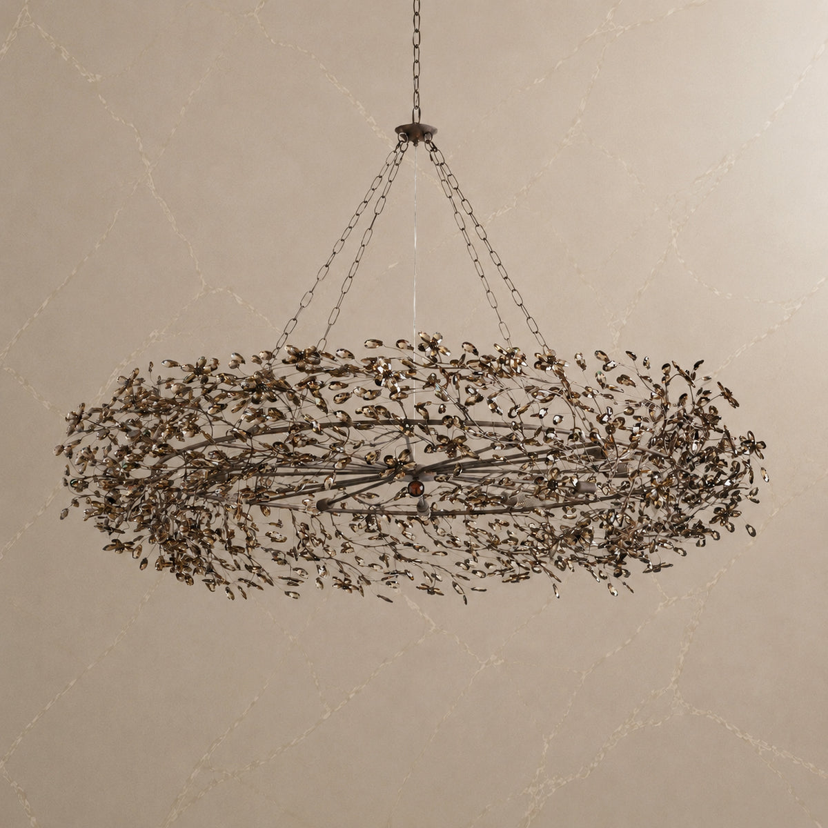 Fiore Black Crystal Crown Chandelier with lights off