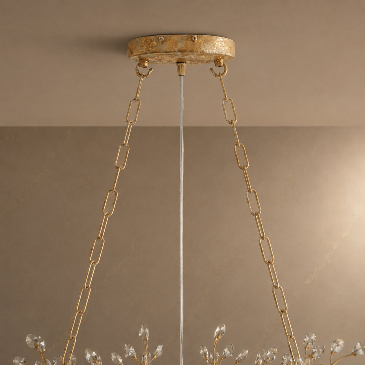 Fiore Crystal Branch Linear Chandelier material and construction detail