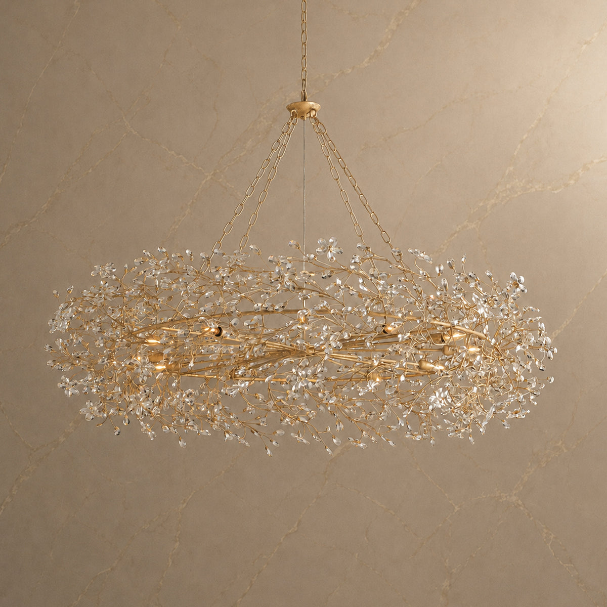 Fiore Crystal Crown Chandelier material and construction detail