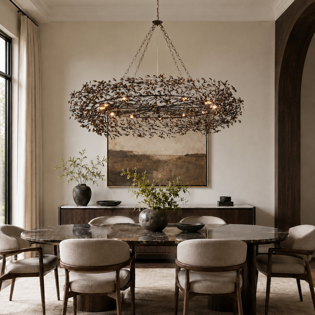 fiore-crystal-crown-chandelier-black-over-dining-table-carra-home