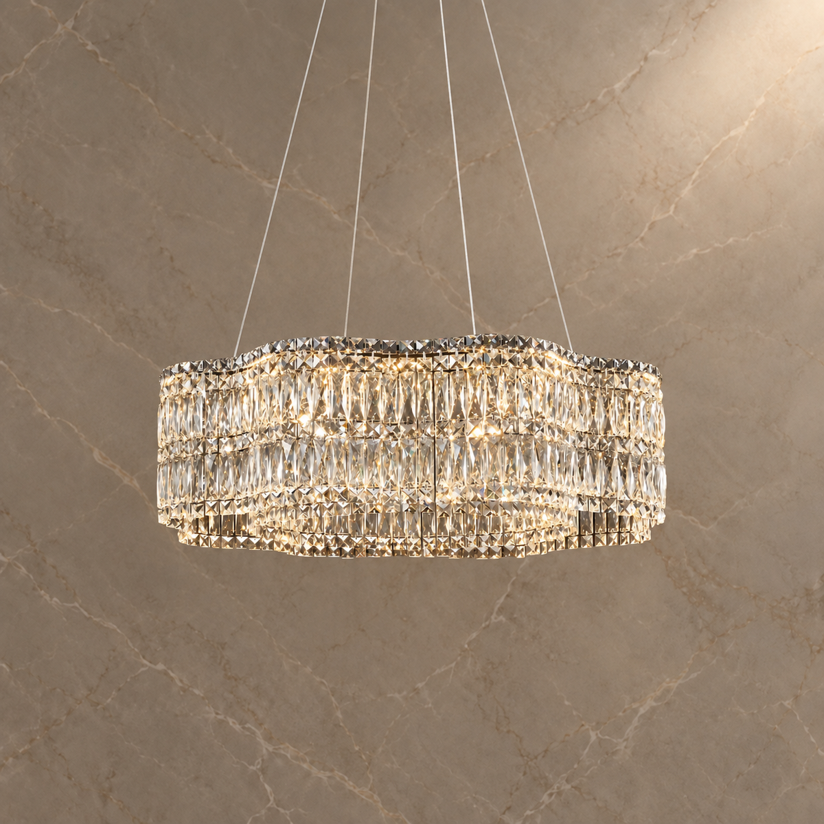 floral crystal chandelier chrome 100cm light on