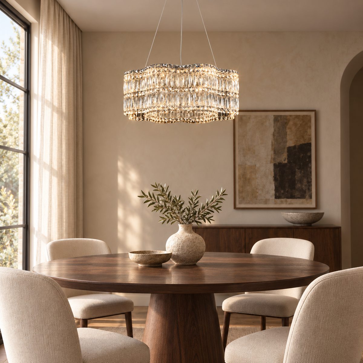 floral crystal chandelier chrome 60cm dining room