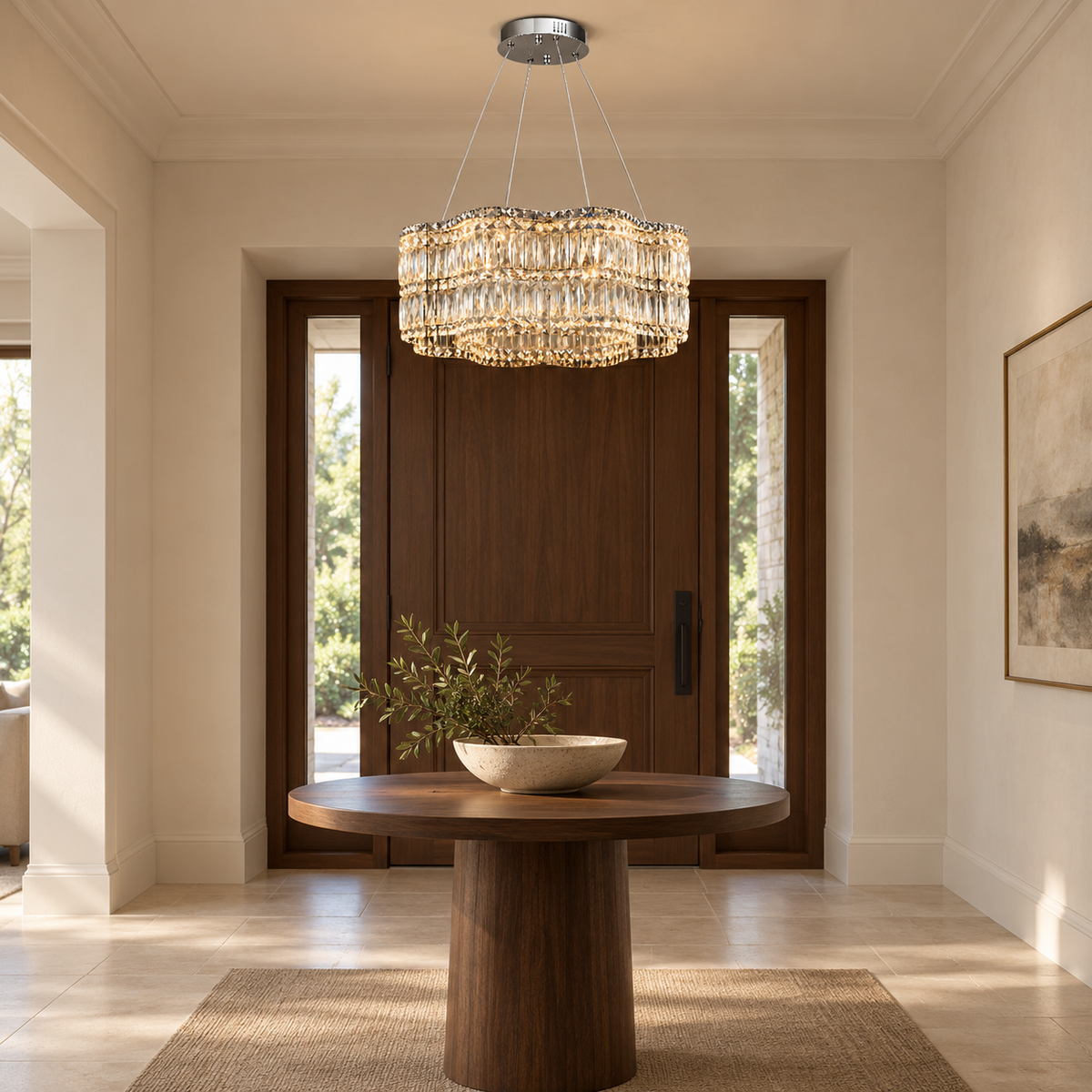 floral crystal chandelier chrome 60cm foyer
