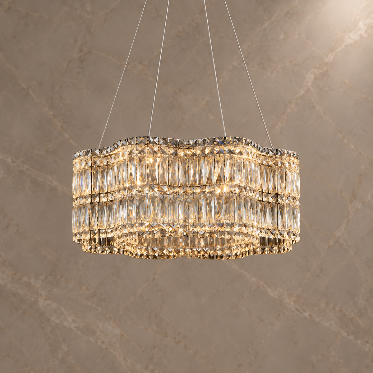 floral crystal chandelier chrome 60cm light on