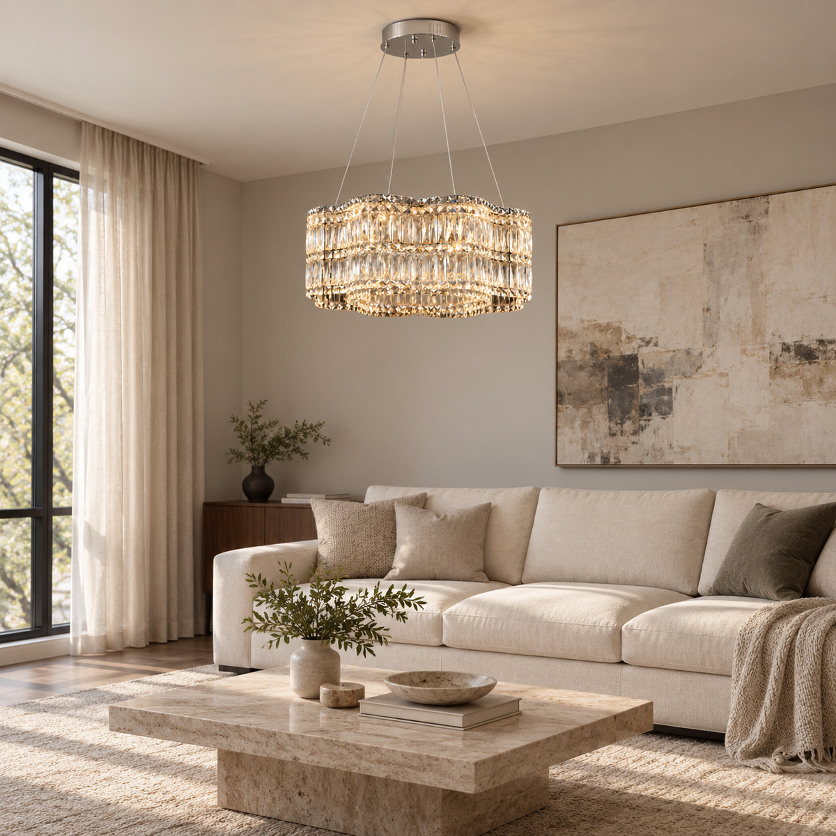 floral crystal chandelier chrome 60cm living room