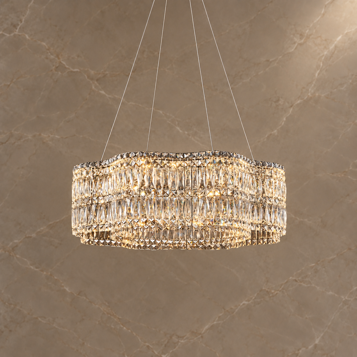 floral crystal chandelier chrome 80cm light on