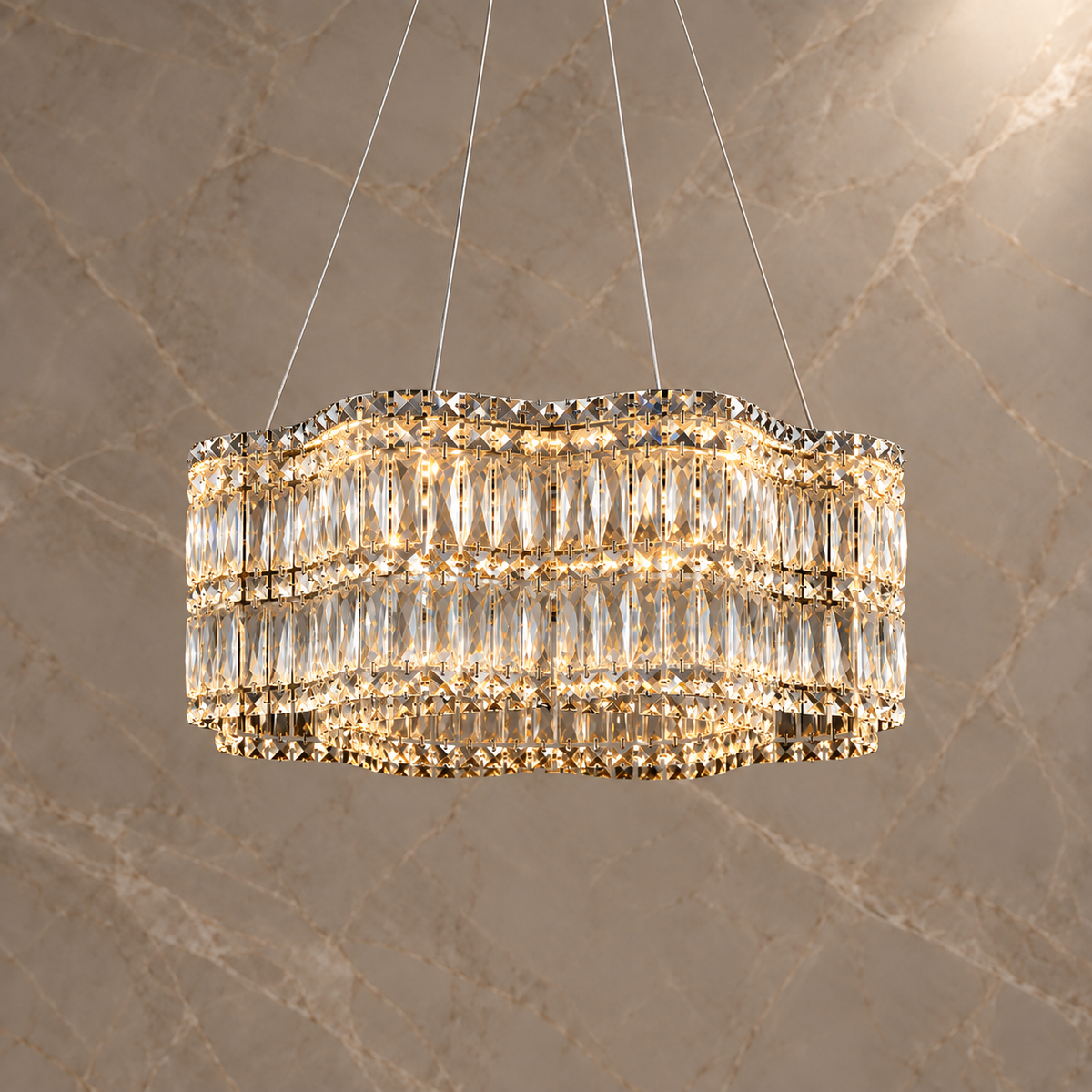 floral crystal chandelier gold 60cm light on