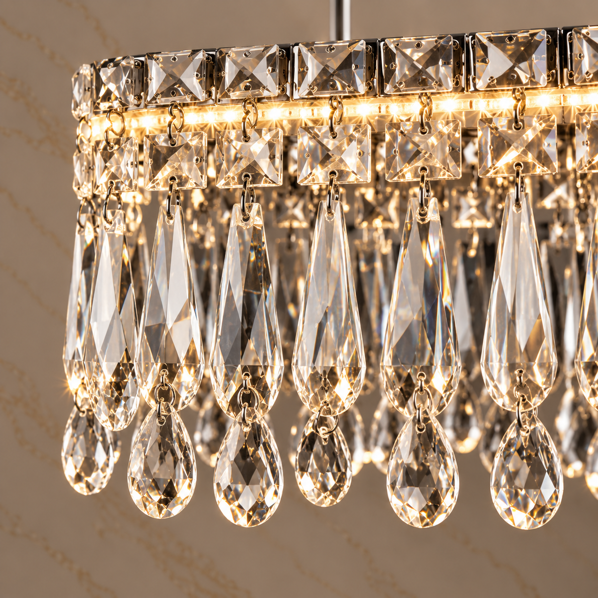 flow crystal linear chandelier chrome 100cm body detail