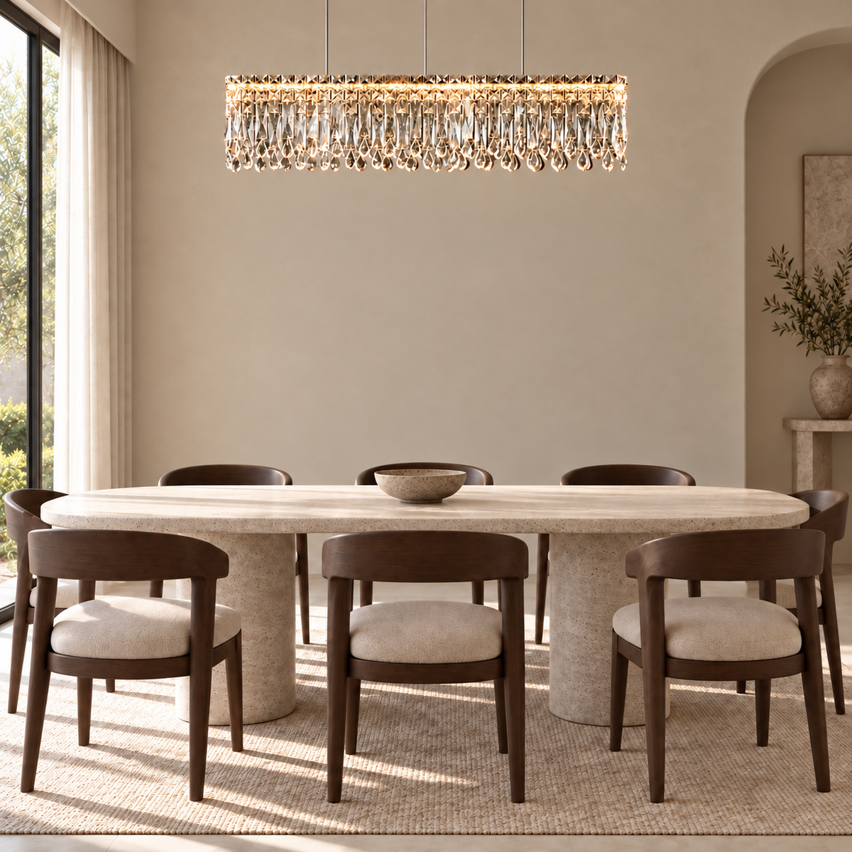 flow crystal linear chandelier chrome 100cm dining room stone
