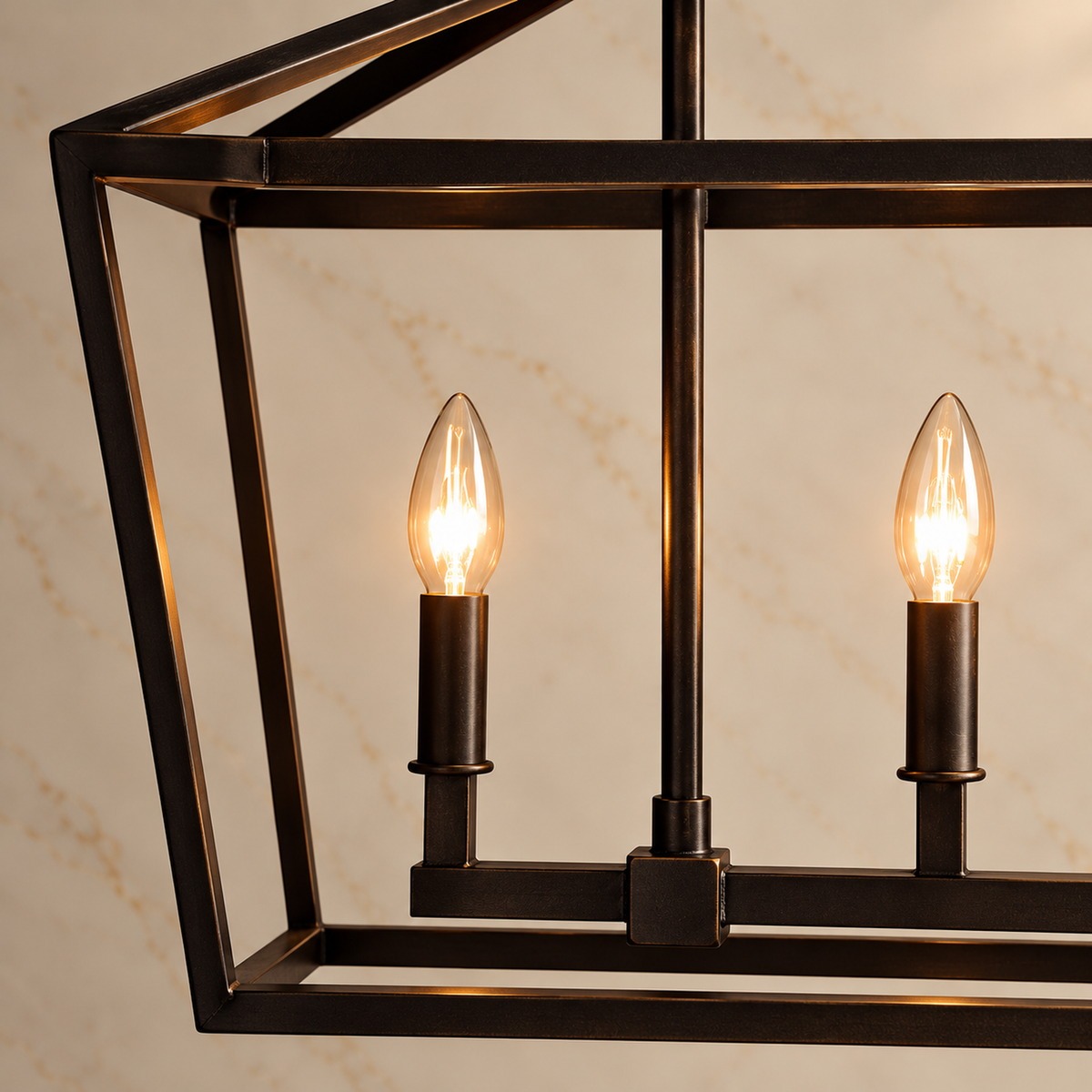 Garnet hand-finished iron frame and E12 candle detail | CARRA HOME