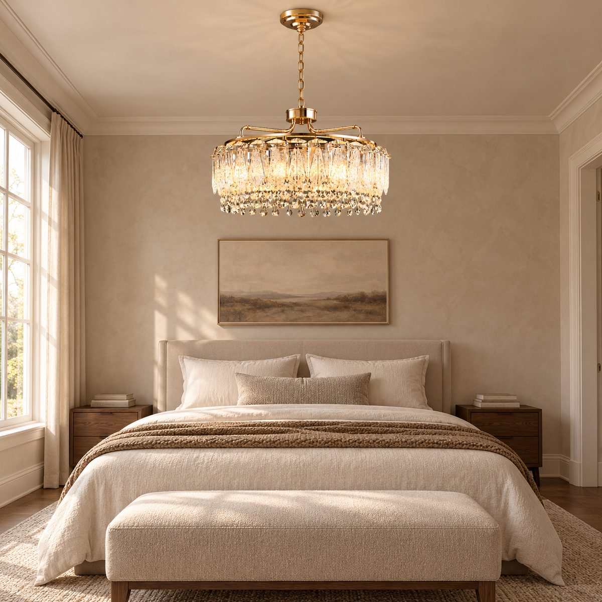 glacier crystal ring chandelier gold bedroom