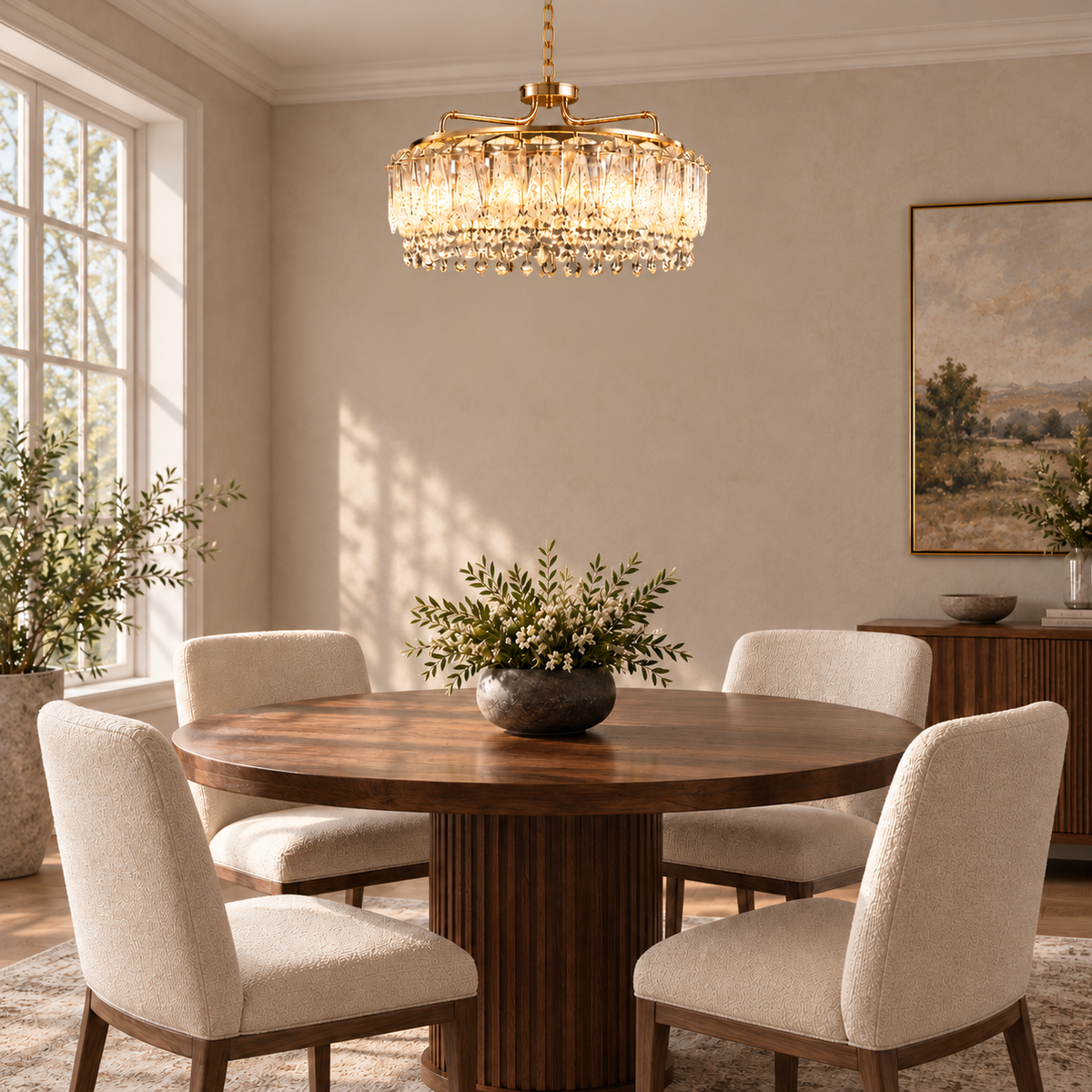 glacier crystal ring chandelier gold dining room