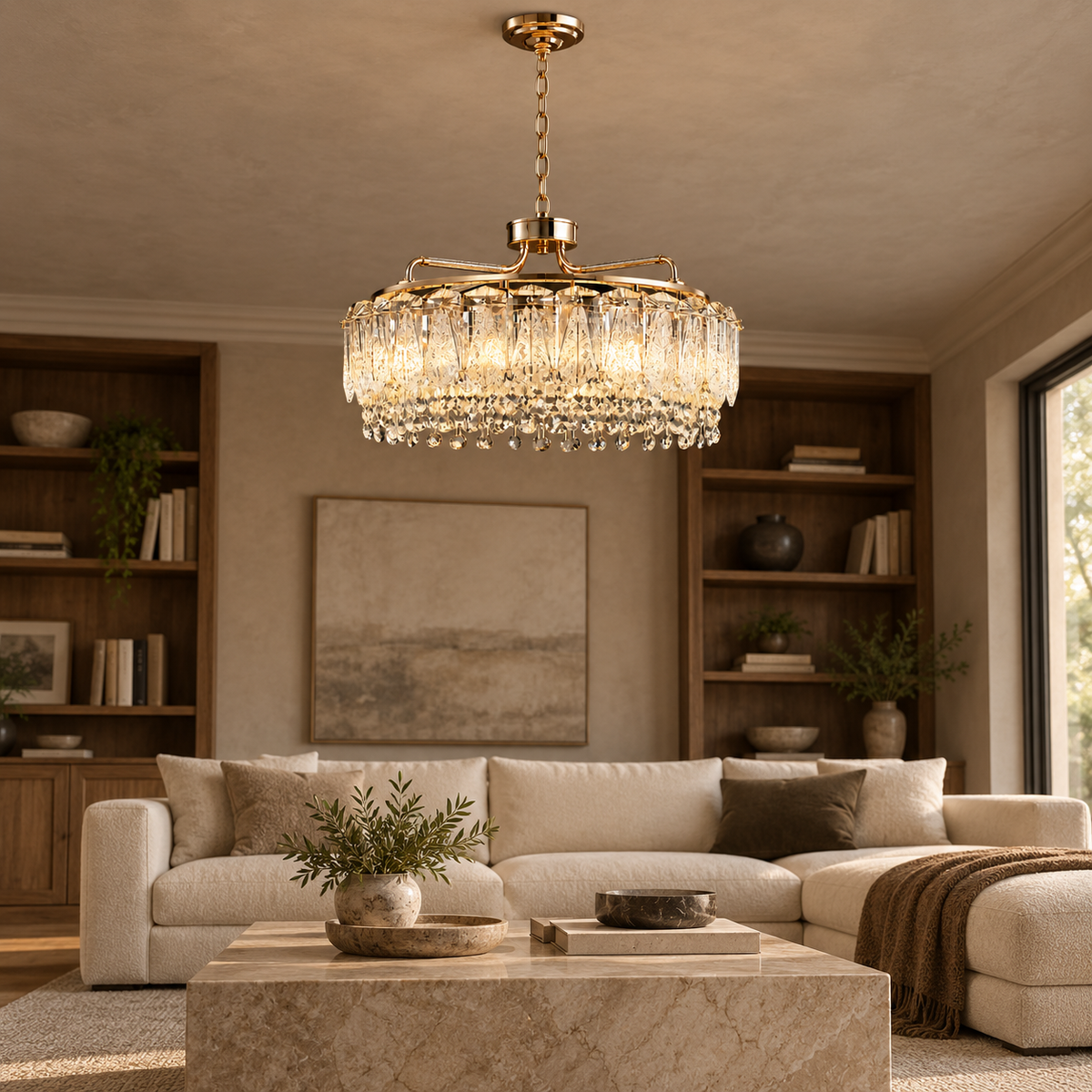 glacier crystal ring chandelier gold living room