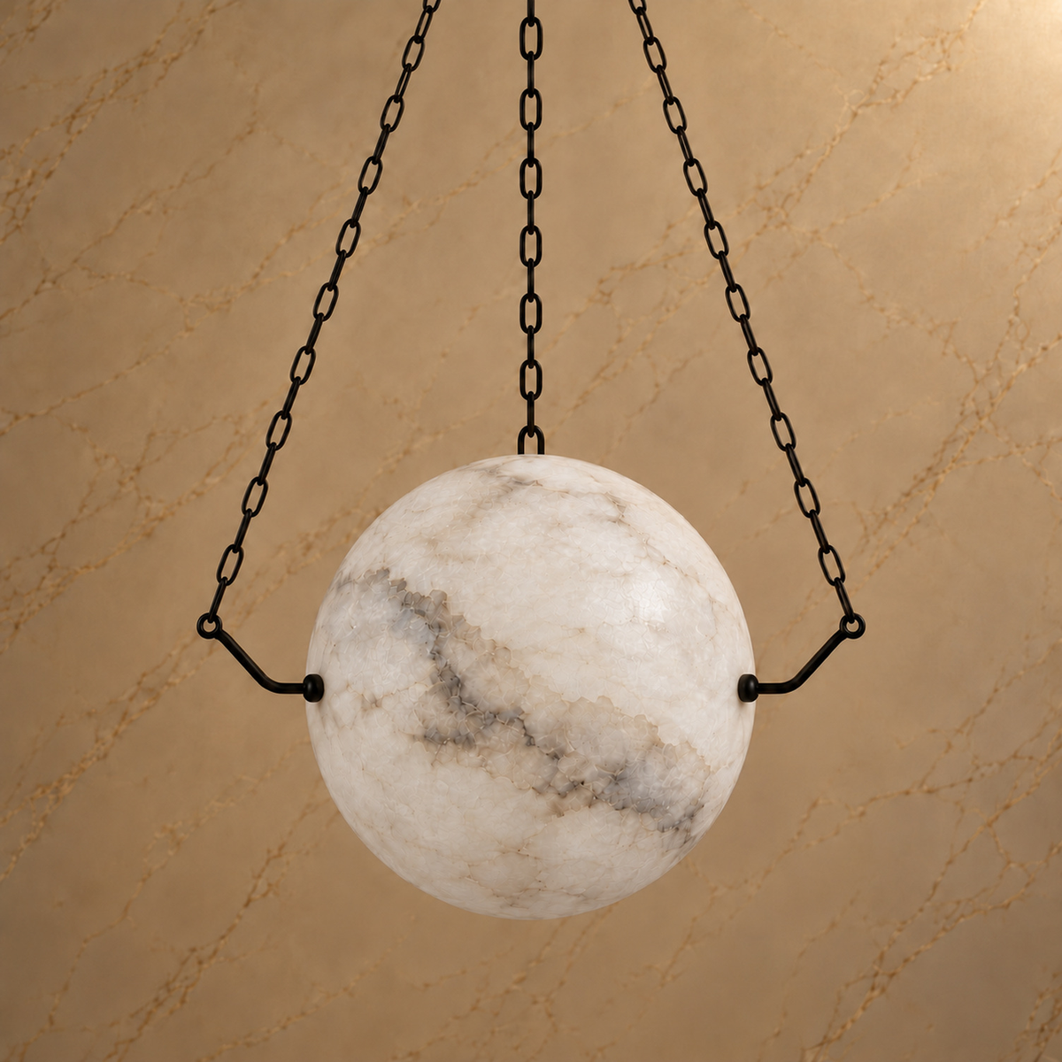 Globus Alabaster Globe Pendant Light black 56 cm light off | CARRA HOME