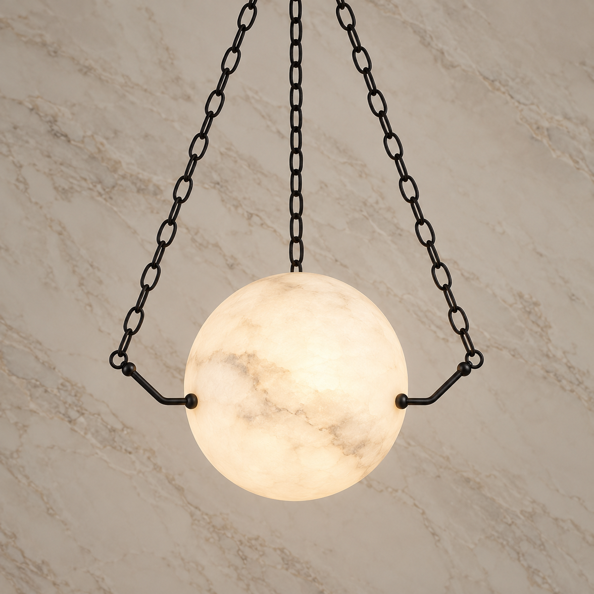 Globus Alabaster Globe Pendant Light black 56 cm light on | CARRA HOME