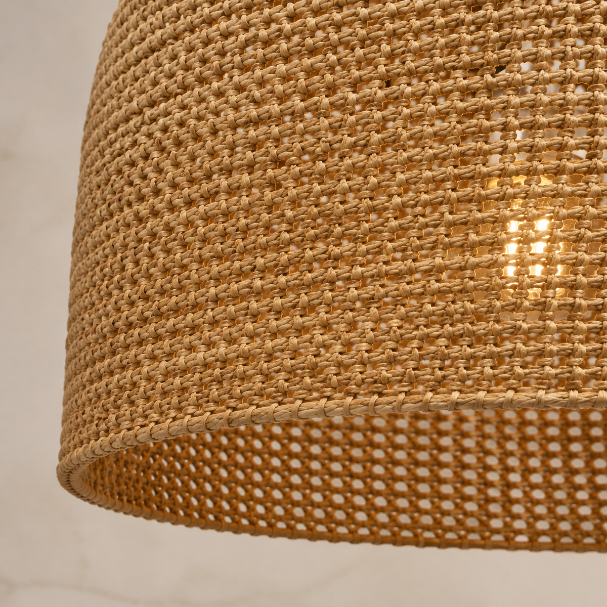 Green Oaks pendant handwoven shade detail