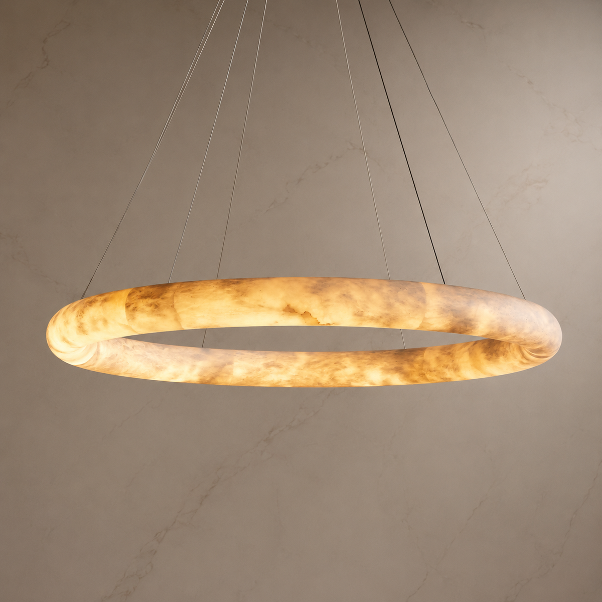 Halima alabaster halo chandelier 39.4 inch light on