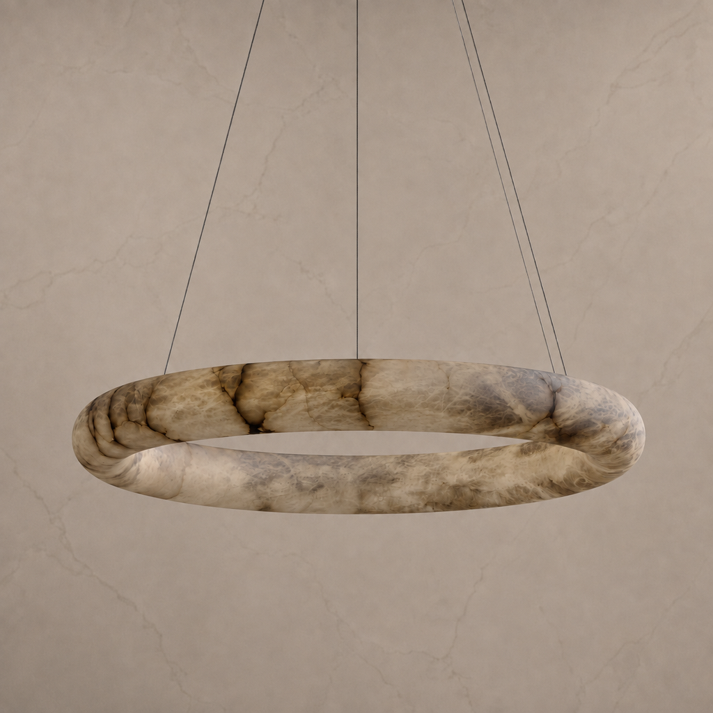 Halima alabaster halo chandelier 31.5 inch light off