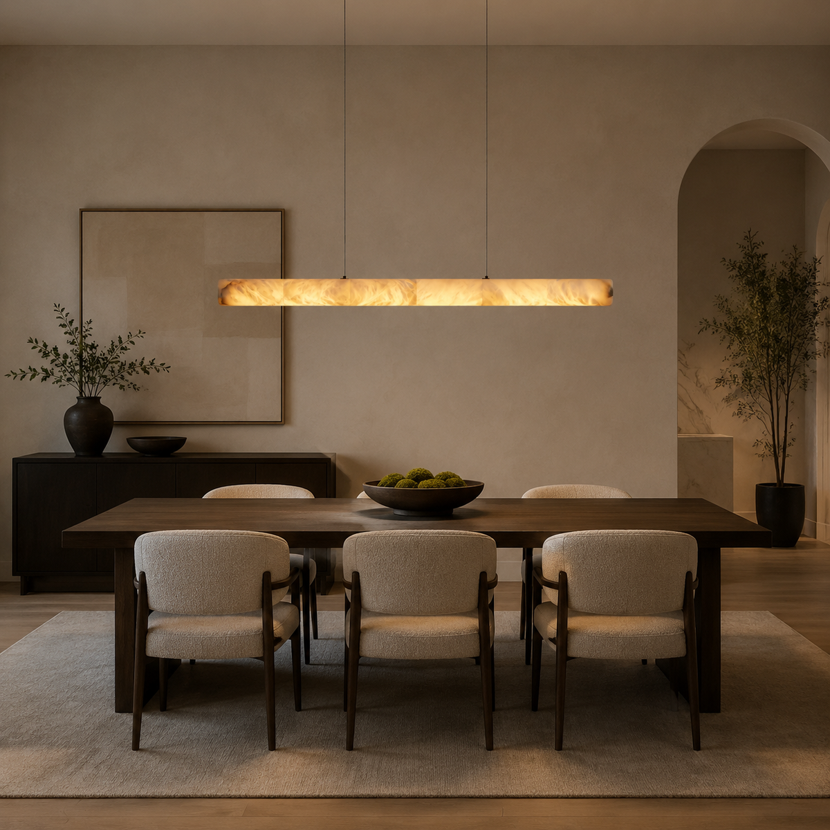 Halima linear chandelier in dining room