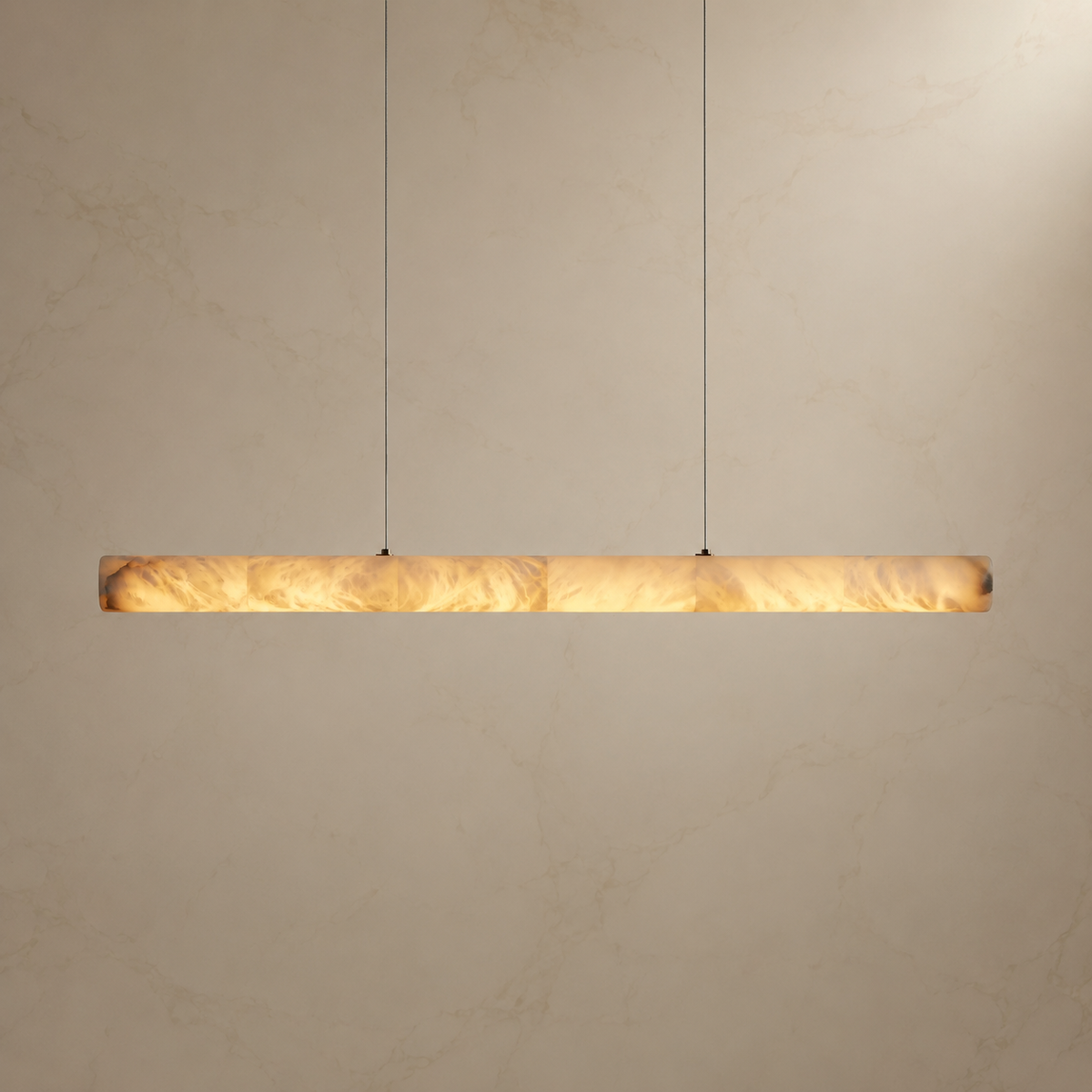 Halima alabaster linear chandelier 100cm light on