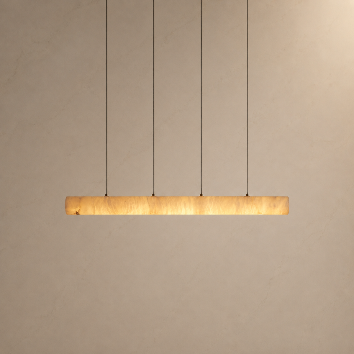 Halima alabaster linear chandelier 120cm light on