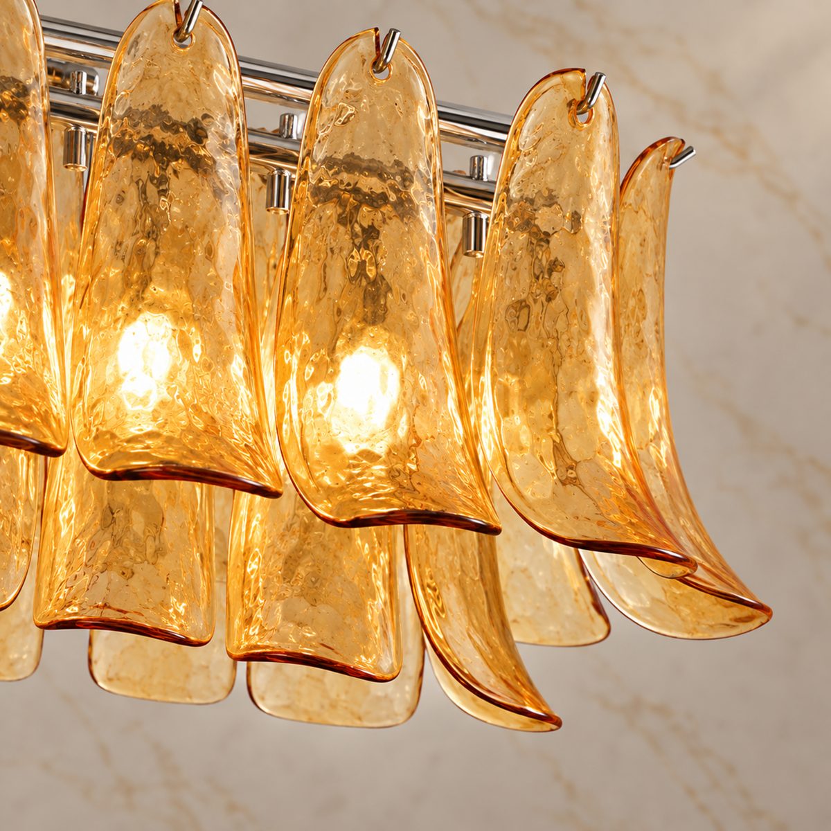 Liora amber hand-formed glass petal detail | CARRA HOME