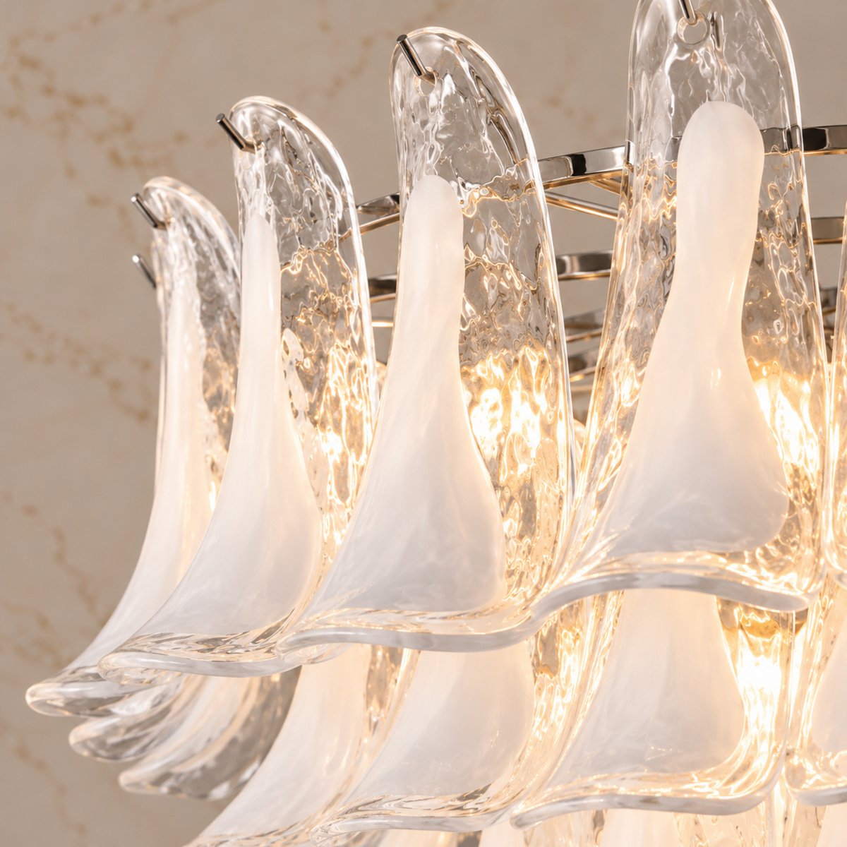 Florielle clear hand-formed glass petal detail | CARRA HOME