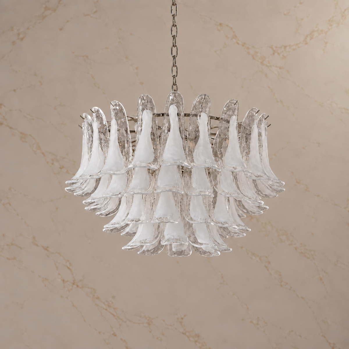 Florielle clear glass petal chandelier, 79 cm, unlit | CARRA HOME