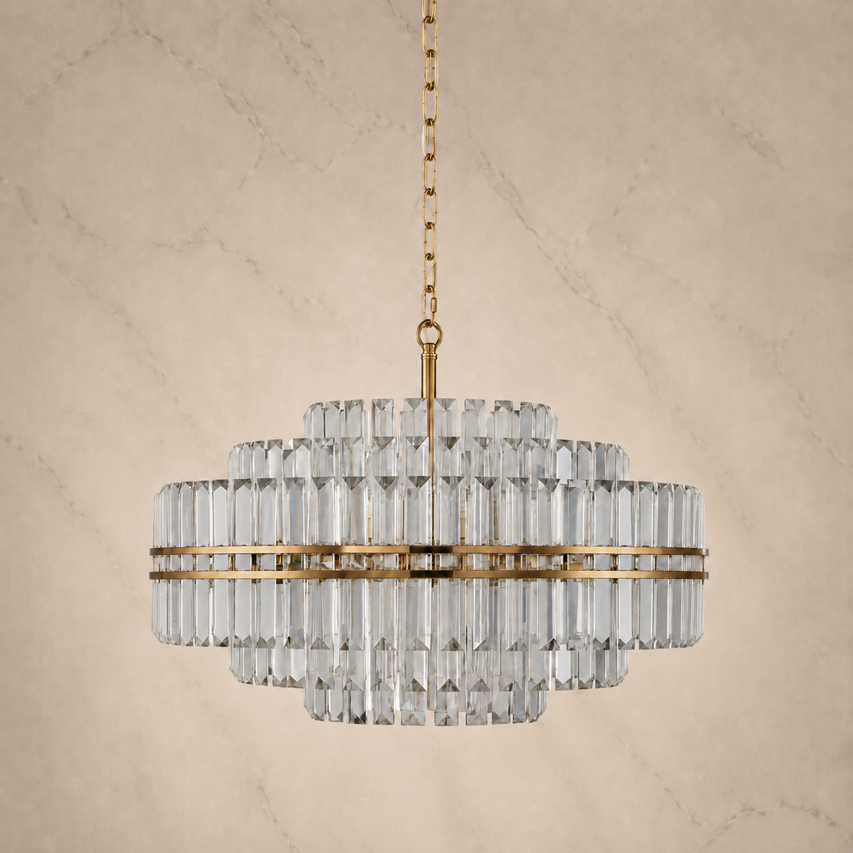 Hayes Crystal Round 16-Light Chandelier in gold, 71cm, light off
