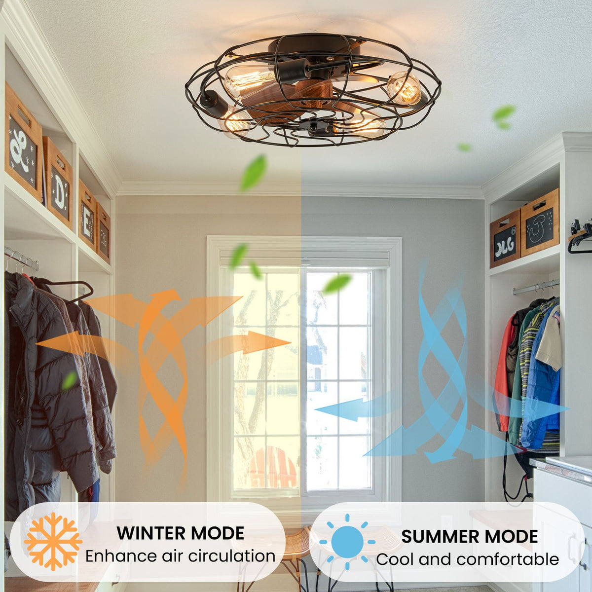 Kestrel Fan reversible motor — Winter Mode pulls up to circulate warm air, Summer Mode pushes down for cool breeze, energy-efficient DC motor | CARRA HOME