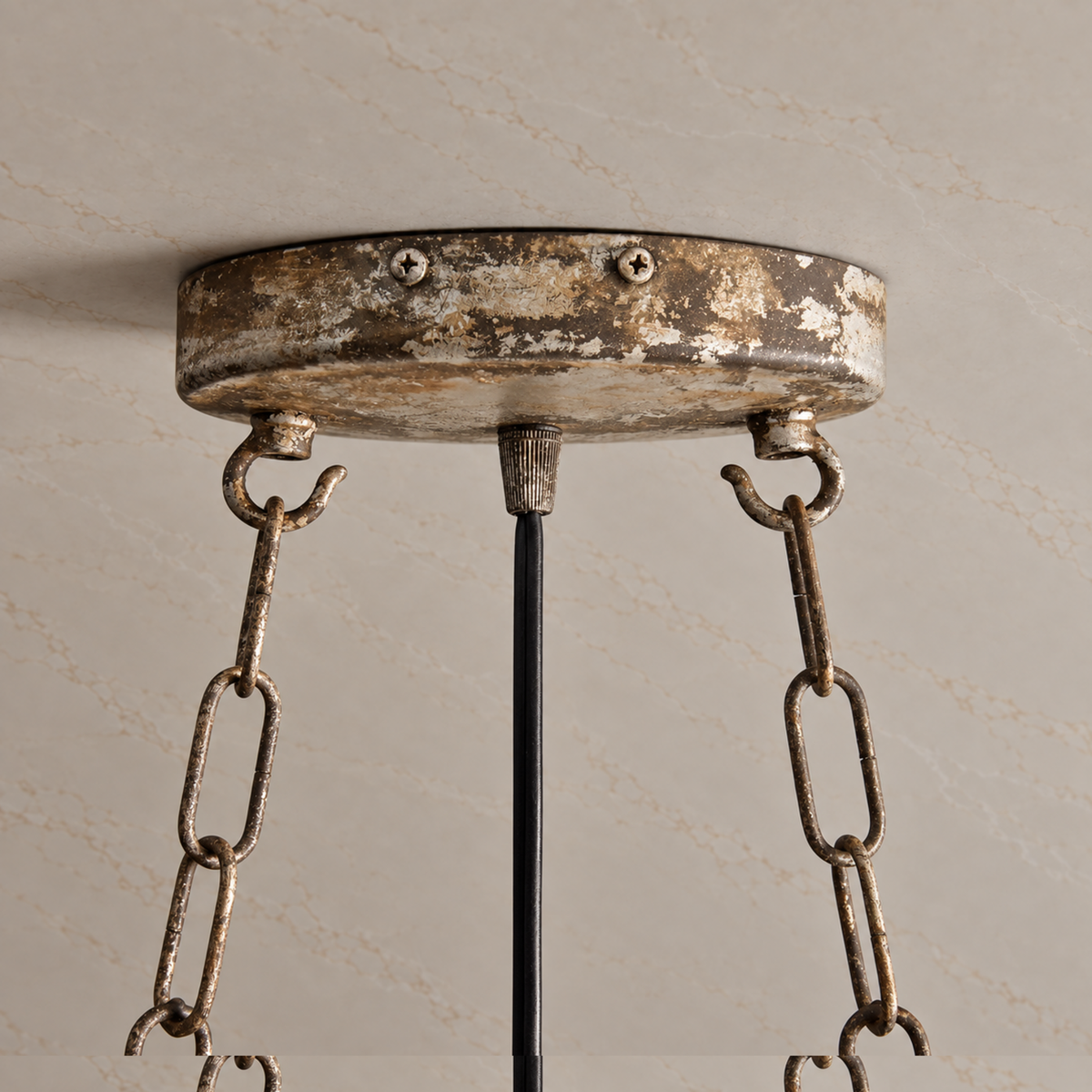 La Cage round ceiling canopy, two chains and black cord | CARRA HOME