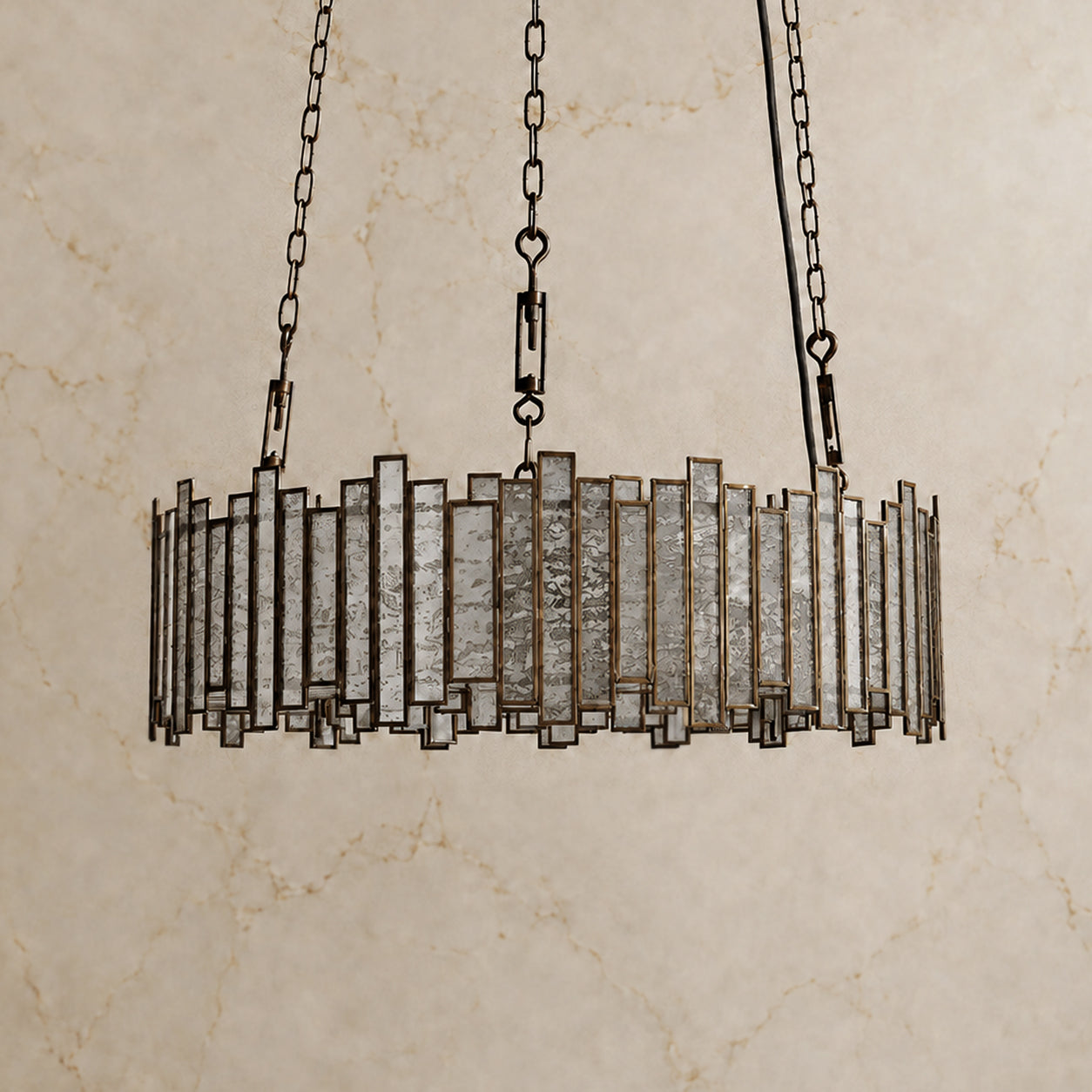 Laila round chandelier antique brass frame detail – Carra Home