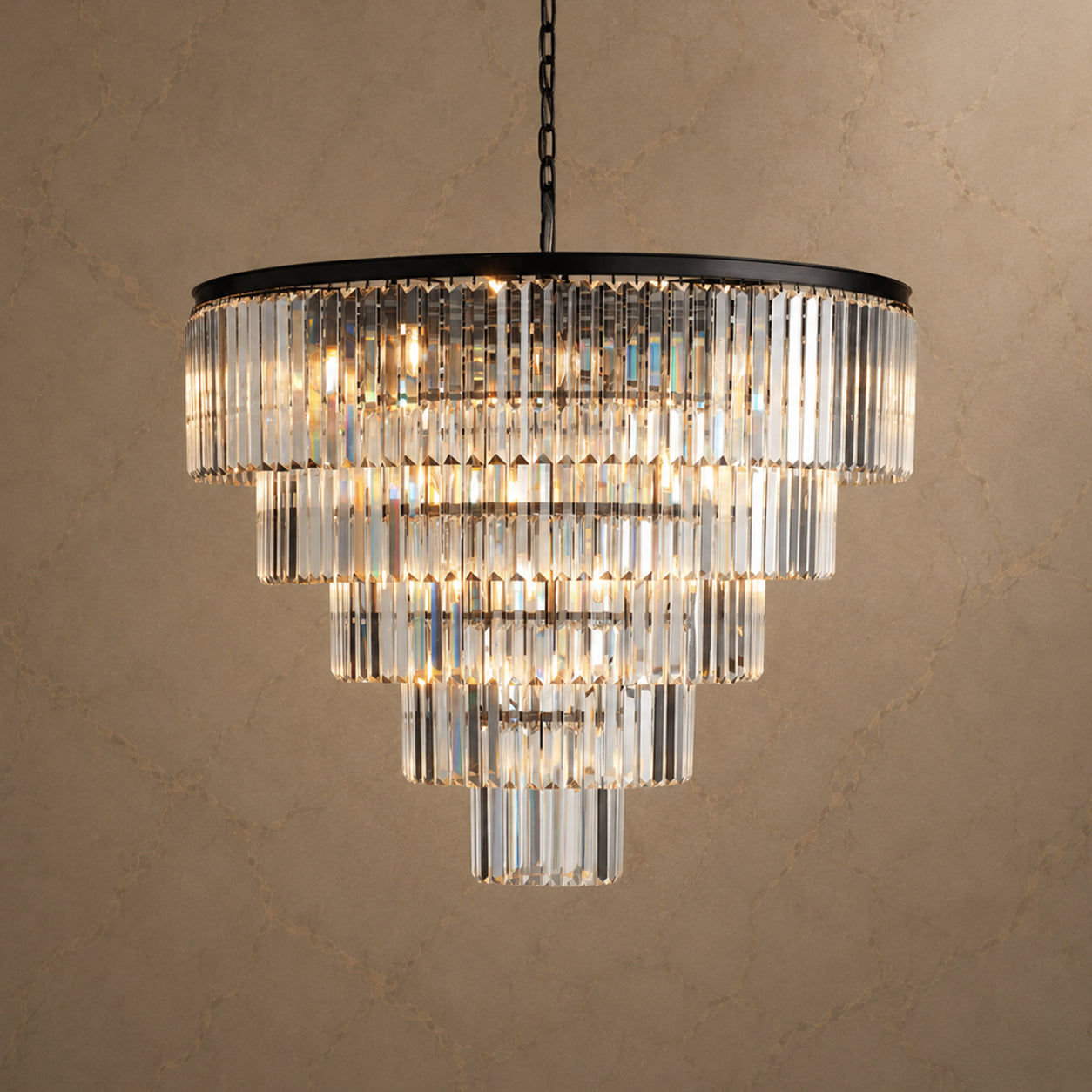 Leyland Crystal Tiered Round Chandelier