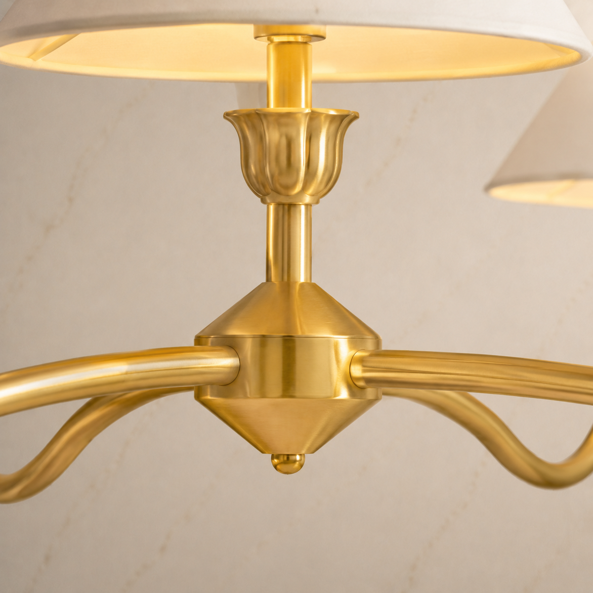 Lilith Metal Curved Arm Chandelier gold body detail