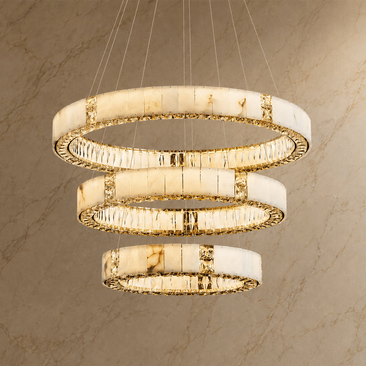 Lumaire Alabaster Multi-Ring Chandelier