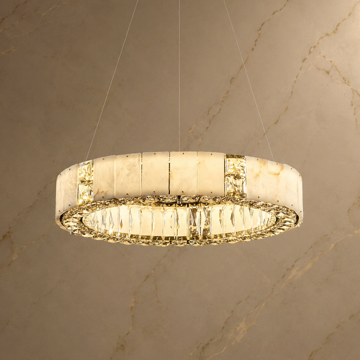 Lumaire Alabaster Ring Chandelier