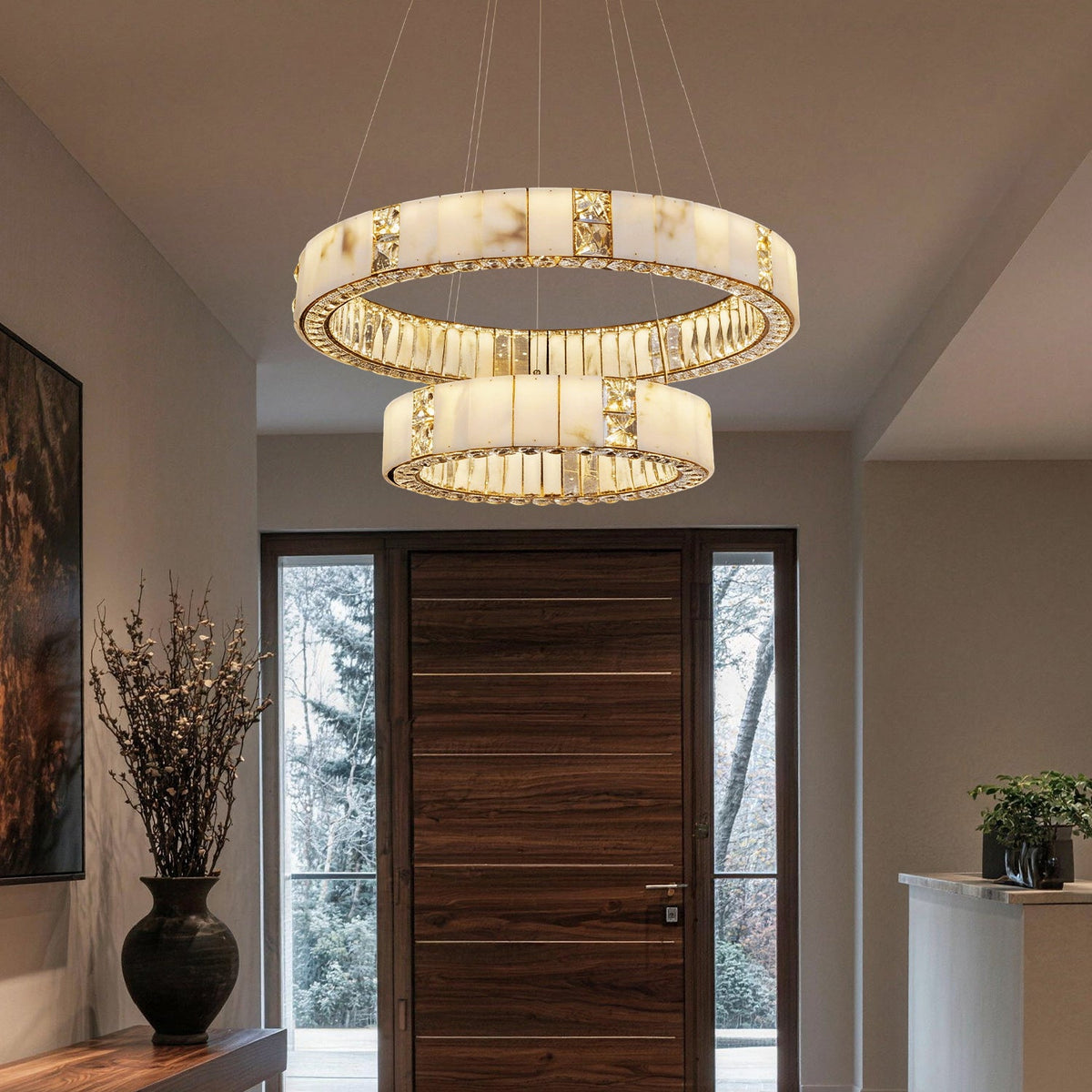 Lumaire Alabaster 2-Tier Ring Chandelier product view 09