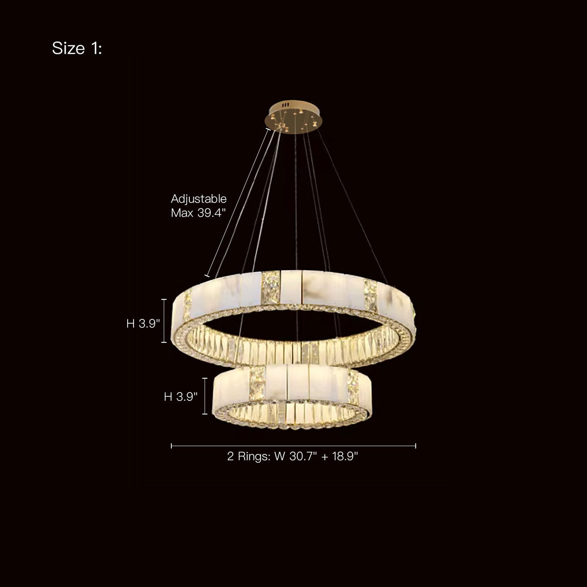 Lumaire Alabaster 2-Tier Ring Chandelier product view 12