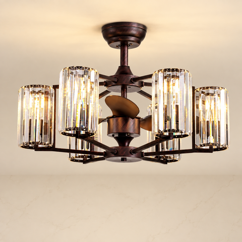 LumiBreeze 27-inch Crystal Fan Chandelier material and finish detail