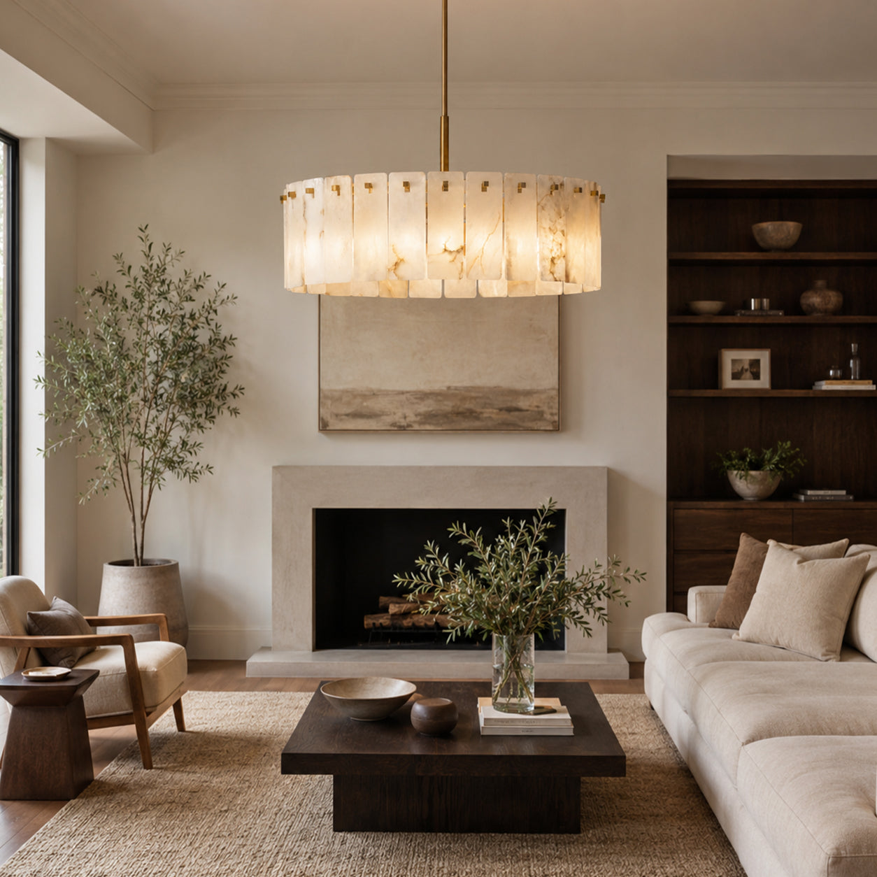 Lunareth Alabaster Drum Chandelier