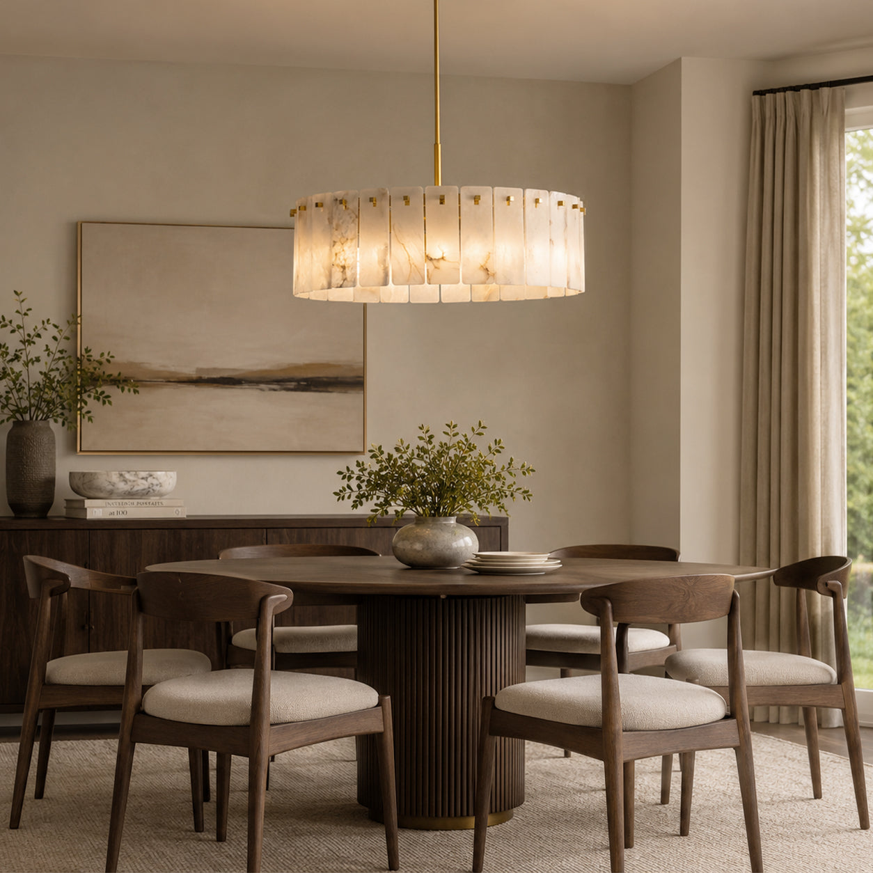 Lunareth Alabaster Drum Chandelier