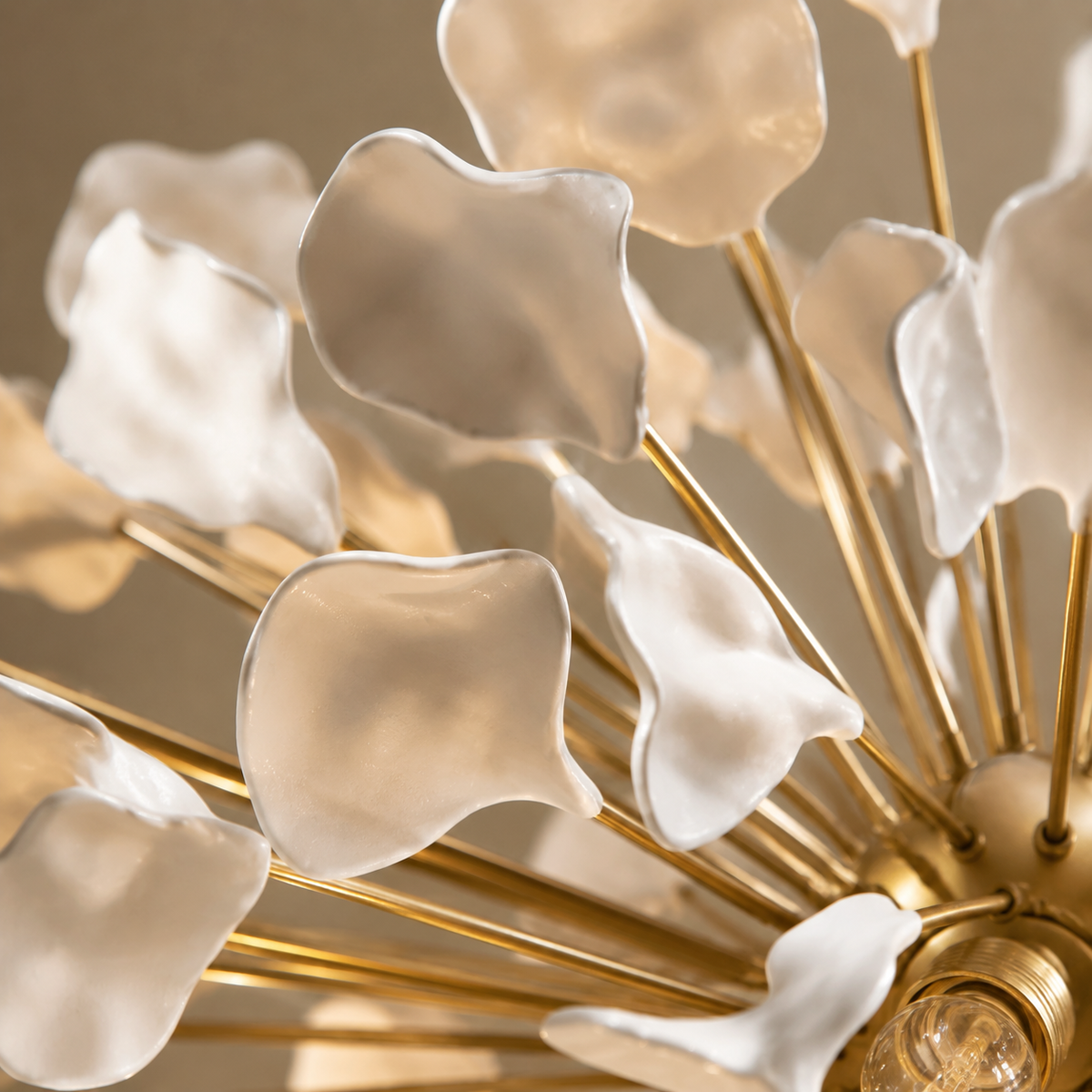 Lunaria Ceramic Leaf Cluster Chandelier in white body detail