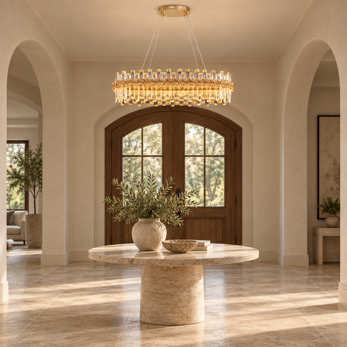 lustre crystal chandelier gold foyer