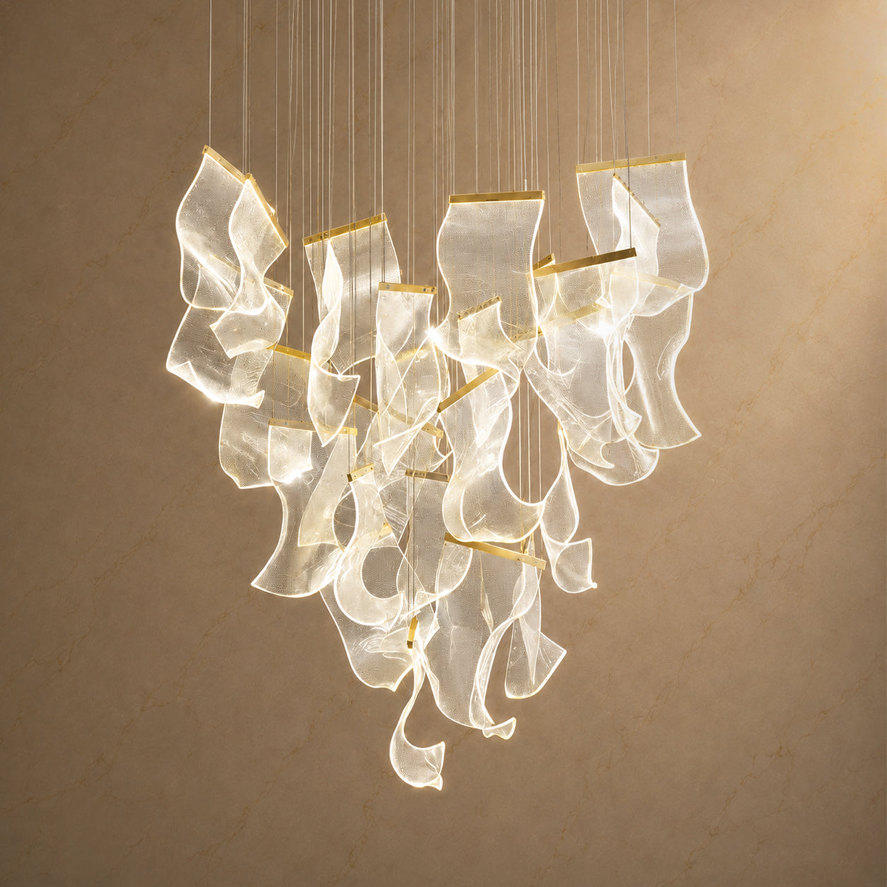 Lyra Ripple Glass Sheet Chandelier